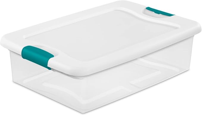 Latching Storage Box, See-Through Base, 32-Qt by Sterilite