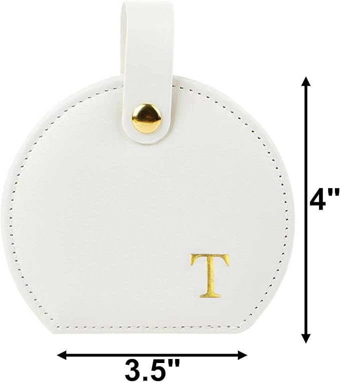 Travel Jewelry Case,Personalized Jewelry Box,Elegant Half-Moon Design with Personalized Golden Initial Case,Personalized Gifts for Women,Jewelry organizer;Personalized Gifts for Women or Friends(T) - Image 2