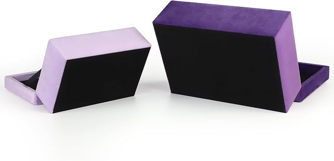 HofferRuffer Velvet Jewelry Boxes Decorative Boxes, Storage Accessory Organizer Boxes with Elegant Handle Decor, Classic Velvet Set of 2 Pieces (Purple) - Image 9