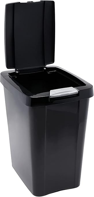 Sterilite 10439004 7.5 Gallon Black Plastic TouchTop Wastebasket - Image 3