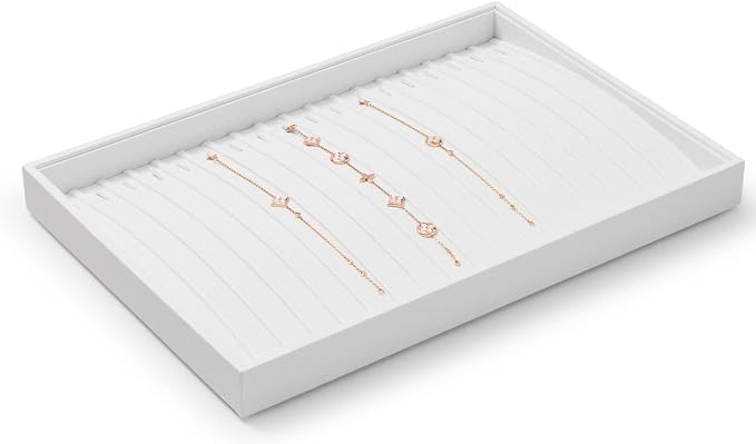 Oirlv Premium White Leather Stackable Jewelry Tray 18 Gird Necklace Bracelet Organizer Showcase Necklace Display Tray - Image 5