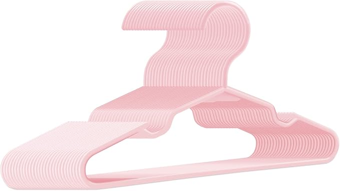 Baby Hangers for Closet 60 Pack Pink Plastic Kids Children's Clothes Hangers Non-Slip (Pink, 60) by trusir