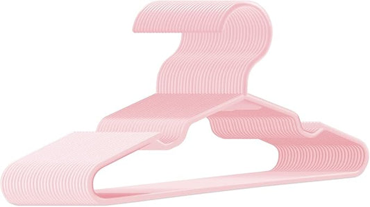 Baby Hangers for Closet 60 Pack Pink Plastic Kids Children's Clothes Hangers Non-Slip (Pink, 60) by trusir
