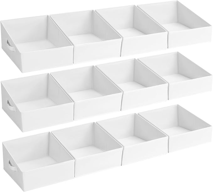 DIMJ Closet Storage Bins 12 Pack - Fabric Storage Baskets for Shelves, Collapsible Clothes Organizer with Handles, Trapezoid Shelf Organization Storage Cubes for Purse, Toys, Books, Towel, Clothes by DiMJ