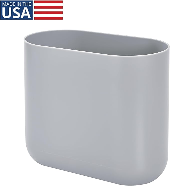 iDesign Small Slim Plastic Bathroom Trash Can, Garbage Can for Bedroom, Office, Desk, Dorm, Gray - Image 2