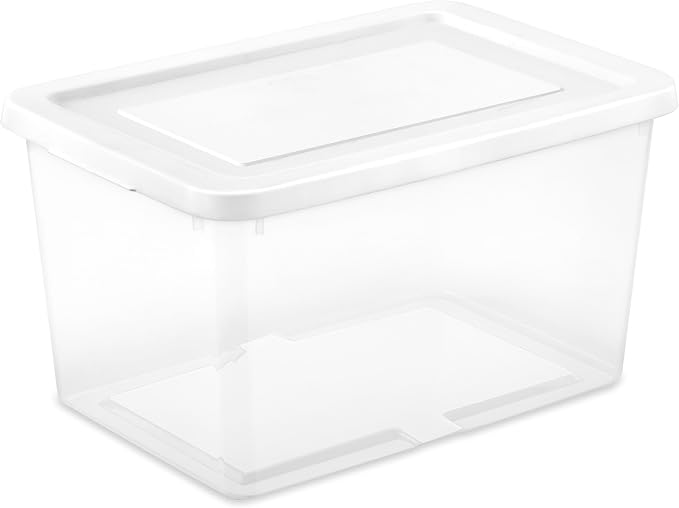 Sterilite 16 Pack Storage Box, 20 Quart Stackable Tote, Clear Plastic Container with Secure Snapping Lids for Home and Office Organization, White - Image 7