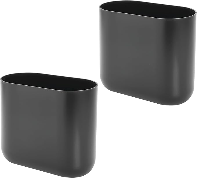 iDesign Small Slim Plastic Bathroom Trash Can, Garbage Can for Bedroom, Office, Desk, Dorm, 2-Pack, Gray by iDesign