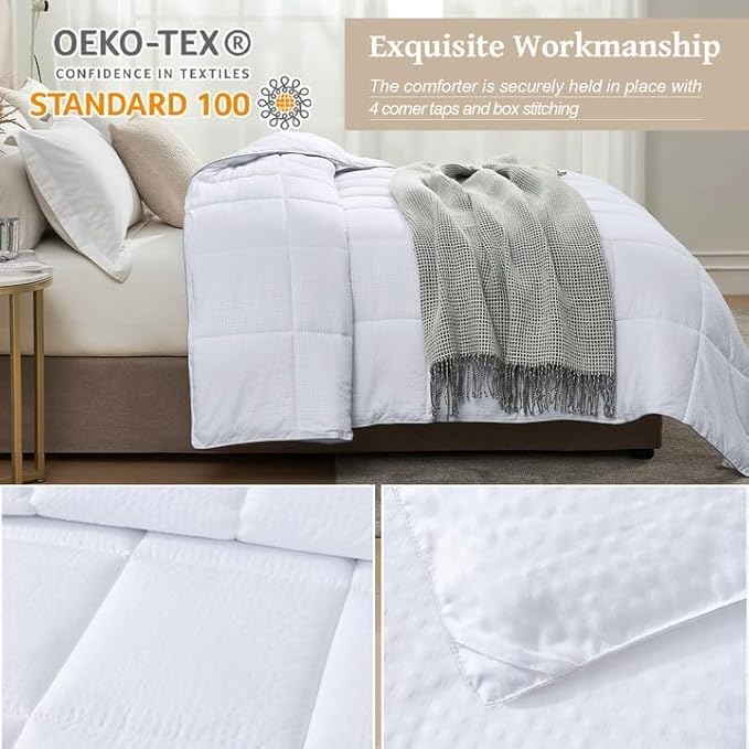Homelike Moment Comforter King Size - White Duvet Insert Down Alternative Bed King Comforter, Lightweight Bedding Comforters Quilted Soft All Season with Coner Tabs White Square Embossed