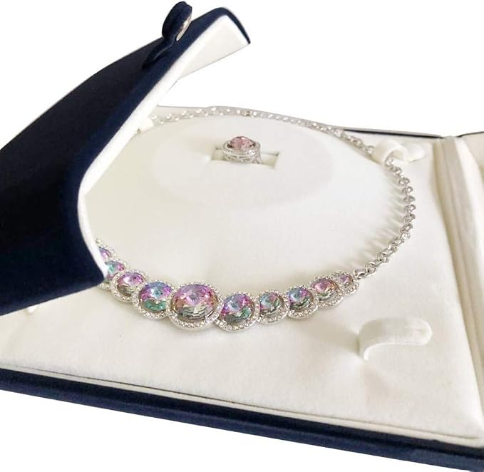 Premium Grade High End Presentation Blue Velvet Jewelry Box for Ring Necklace Bracelet Whole Set (Jewelry is not included) - Image 4