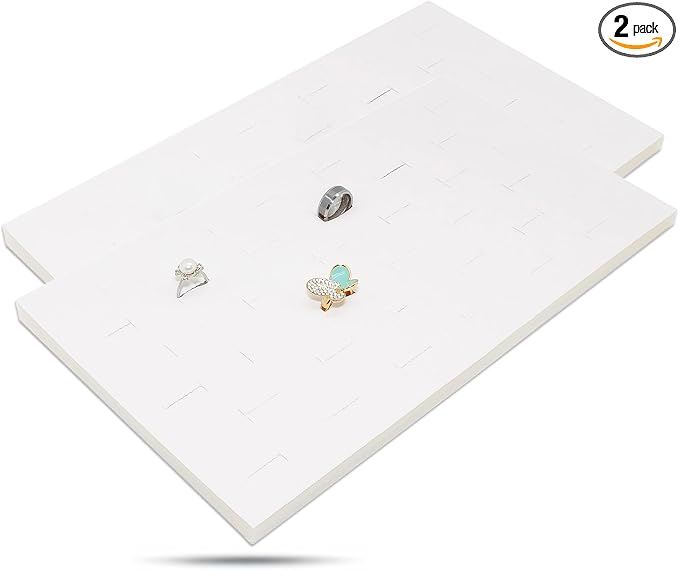 TheDisplayGuys For Your Modern Living 2-Pack 36-Ring Holders Velvet Foam Padding Jewelry Inserts - Tray/Case Liners - Retail Display, Storage (White) by The Display Guys by TheDisplayGuysForYourModernLiving