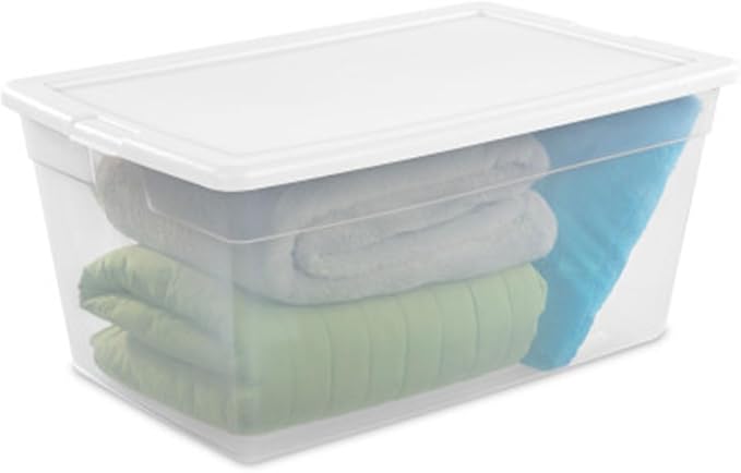 Sterilite 8-Pack 90 Quart Storage Box, Stackable Clear Plastic Bins with Snap-On Lids - Heavy-Duty Organizing Containers for Closet, Bathroom, and Office - Image 9