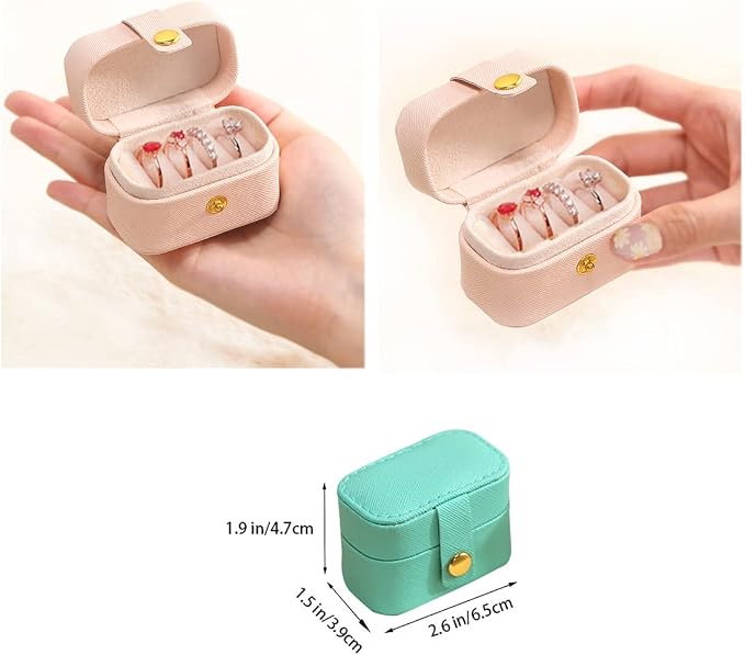 Travel Jewelry Ring Case,Small Jewelry Ring Box,Ring Holder,Mini Jewelry Case Portable Storage Case, for Women Girls, for Travel,Business,Wedding,Bridesmaid Gift(Blue) - Image 2