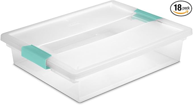 Sterilite 18-Pack Clip Box, Clear Storage for Crafts, Supplies and Office Items, Large by Sterilite