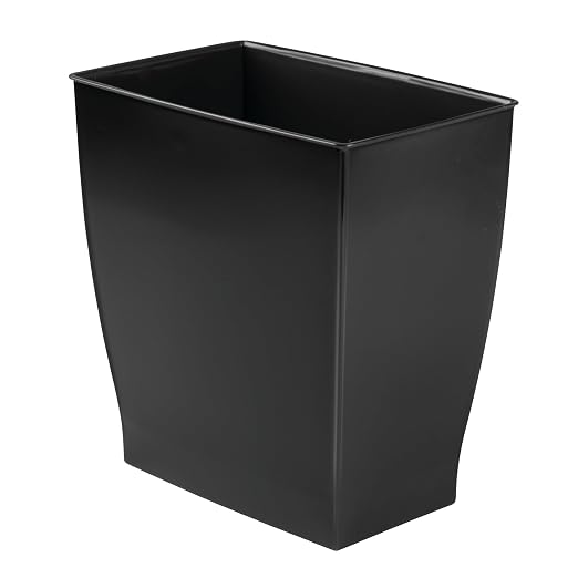 iDesign Small Plastic Bathroom Trash Can, Slim Rectangle Garbage Bin for Bedroom, Office, Dorm, 2-Pack, Black - Image 9