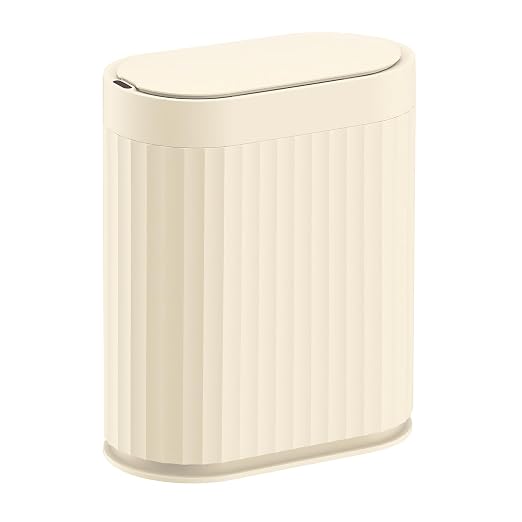 ELPHECO 2 Gallon Sensor Trash Can - IPX5 Waterproof Motion Sensor Trash Can, Automatic Bathroom Trash Bin, Slim Garbage Can for Bathroom, Office, Bedroom, Living Room, Beige by ELPHECOUSA