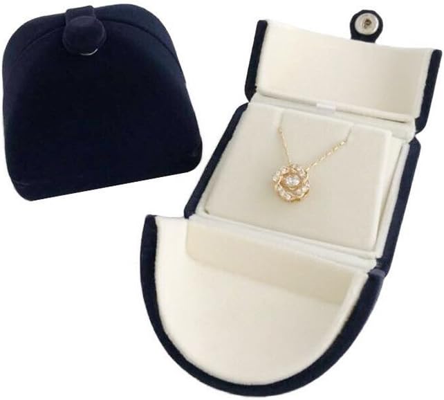 Navy Blue Velvet Premium Grade Jewelry Box for Earrings Necklace Double Layer Modern Unique Design Packaging Gift for Her (Jewelry is not included) - Image 3