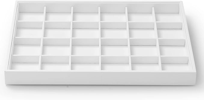 Oirlv Premium White Leather Stackable Jewelry Tray 24 Grid Jewelry Drawer Organizer Trays Rings Earrings Storage by Oirlv