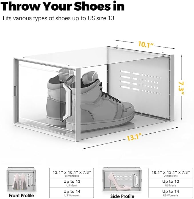 SEE SPRING XX-Large Shoe Storage Box Fit Size 14, Clear Plastic Stackable Shoe Organizer for Closet, Space Saving Sneaker Shoe Rack Containers Bins Holders for Entryway, 12 Pack Clear - Image 5