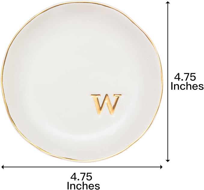 COLLECTIVE HOME - Ceramic Jewelry Tray, Decorative Trinket Dish for Rings Earrings Necklaces Bracelet Watch Keys, Birthday Mother's Day Christmas Gift for Women, 4.75", White Surface (W) - Image 2