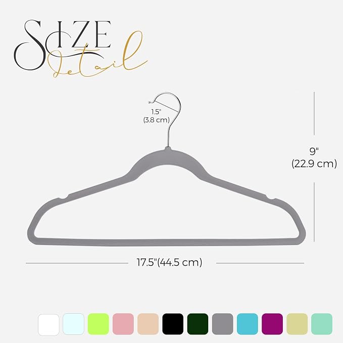 HOUSE DAY Premium Velvet Hangers 100 Pack Grey, Non-Slip Flocked Felt Hangers, Sturdy Clothes Hanger with 360° Rotatable Hook, Heavy Duty Durable Slim Coat Hanger for Closet Space Saving - Image 7