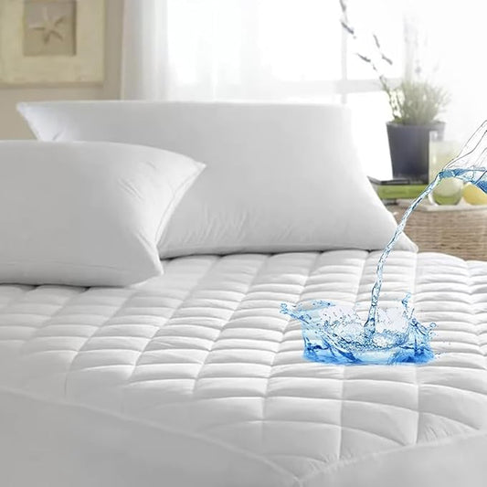 Abstract Bassinet Waterproof Mattress Cover - Quilted, Fitted Protector - Breathable Crib Mattress Pad - Noiseless- Machine Washable - Bassinet 16" x 32", White