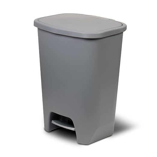 Glad Kitchen Trash Can | Large Plastic Waste Bin with Odor Protection of Lid | Hands Free with Step On Foot Pedal and Garbage Bag Rings, 20 Gallon, Grey by GladTrashFoodStorage