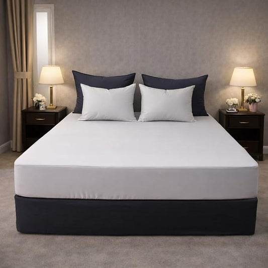 100% Cotton Single Layer Mattress Cover King Size, Elastic Mattress Cover, Stretches Up to 16 Inches Deep, Cozy, Absorbent, Easy to Replace, Machine Washable (6 Colors) (Ivory, Twin)