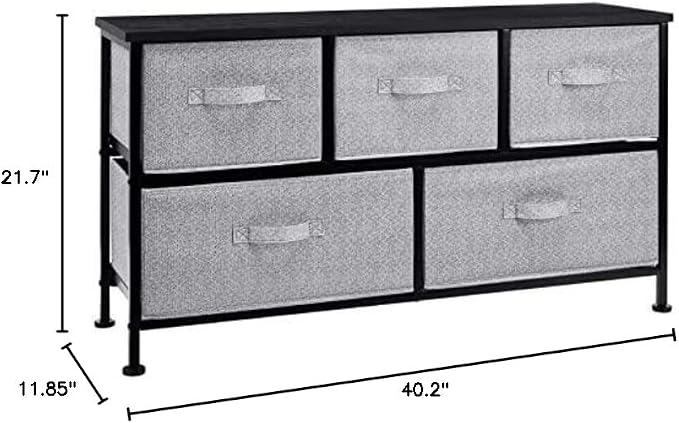 Amazon Basics Extra Wide Fabric 5-Drawer Storage Organizer Unit for Bedroom Closet, Black - Image 3