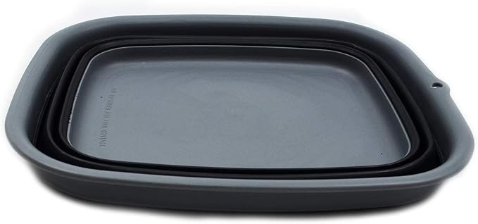 SAMMART 9.45L (2.5 Gallon) Collapsible Tub - Foldable Dish Tub - Portable Washing Basin - Space Saving Plastic Washtub (Grey/Black, M) - Image 3