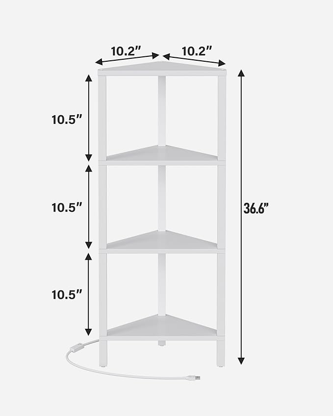 TUTOTAK Corner Shelf, 4-Tier Corner Bookshelf for Small Space, Narrow Display Corner Shelf Stand with Storage Rack, for Living Room, Bedroom, White BS05BW004L - Image 2
