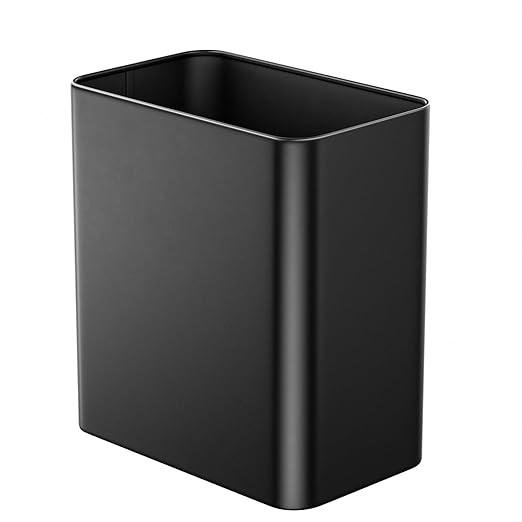 Small Bathroom Trash Can 2.4 Gallon Wastebasket, Slim Metal Garbage Can Matte Black Stainless Steel Trash Bin for Bedroom,Office,Kitchen,Toilet, rv, Near Desk, Under Sink by Veelesa