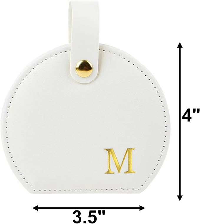 Travel Jewelry Case,Personalized Jewelry Box,Elegant Half-Moon Design with Personalized Golden Initial Case,Personalized Gifts for Women,Jewelry organizer;Personalized Gifts for Women or Friends(M) - Image 2