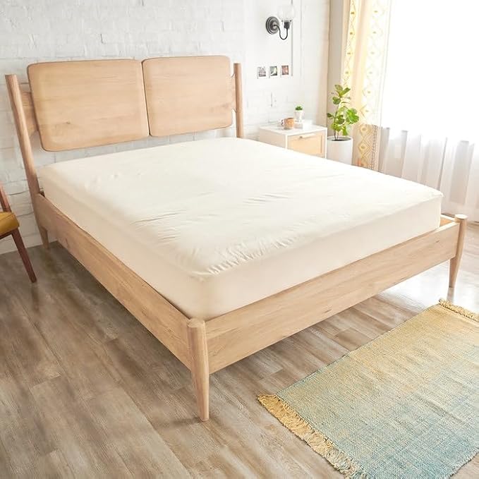 Happsy Organic Waterproof Mattress Protector Pad - Elastic Fitted Mattress Protector - Machine Washable Mattress Topper Breathable Fitted Cover for Queen Mattress - 60" x 80"