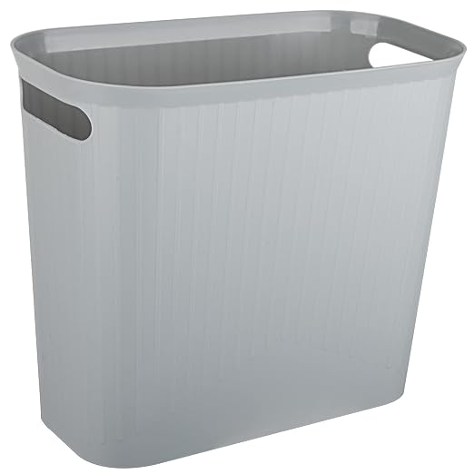 rejomiik Small Trash Can, 3.5 Gallon Garbage Can, Slim Waste Basket, Plastic Trash Bin Container with Handles for Bathroom, Bedroom, Home, Office, Dorm Room, Kitchen, Rectangular, Gray, 1 - Pack by rejomiik