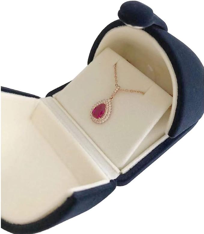 Navy Blue Velvet Premium Grade Jewelry Box for Earrings Necklace Double Layer Modern Unique Design Packaging Gift for Her (Jewelry is not included) - Image 6