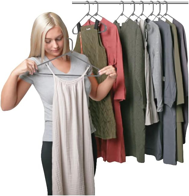 Sharpty Plastic Hangers Clothes Hangers for Clothing, Closet, Coats & Shirts - Durable, Thick, Tough & Space Saving - for Everyday Standard Use, Room Essentials & Basics - 20 Pack - Grey - Image 6