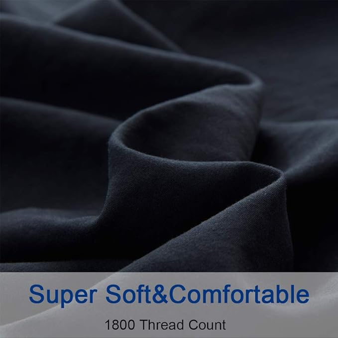 SONORO KATE Bed Sheet Set Super Soft Microfiber 1800 Thread Count Luxury Egyptian Sheets 18-Inch Deep Pocket，Wrinkle and Hypoallergenic-6 Piece (Black, California King-6 Piece)