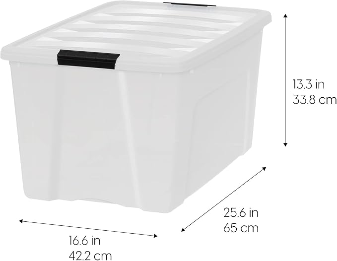 IRIS USA 72 QT Plastic Storage Box with Lid and Latches - 8 Pack - BPA-Free, Discreet Organizing Solution, Durable Nestable Stackable Containers, Secure Pull Handle - Pearl - Image 3
