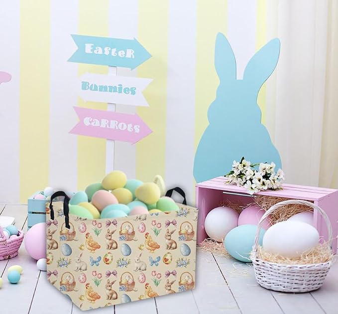 Easter Baskets for Kids Gift Basket Empty Baby Basket for Boys and Girls Rectangular Toy Storage Bins Organizer Bin Box Cute Room Decor for Home(Easter Baskets) - Image 6