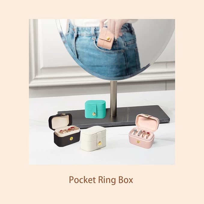Travel Jewelry Ring Case,Small Jewelry Ring Box,Ring Holder,Mini Jewelry Case Portable Storage Case, for Women Girls, for Travel,Business,Wedding,Bridesmaid Gift (Black) - Image 6