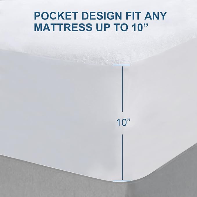 Cot Size Mattress Protector Waterproof,Smooth Top Mattress Protector for Kids,Breathable Skin Friendly and Noiseless Fitted Sheet,Viscose Terry Mattress Cover，33 * 75 * 10