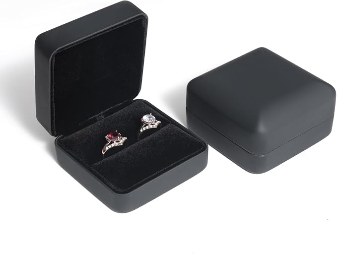 Velvet Ring Gift Box, Small Jewelry Earring Studs Holder Case for Wedding Day, Proposal, Engagement, Anniversary, Ring Display Storage Box for Women Girl (Black S) - Image 2