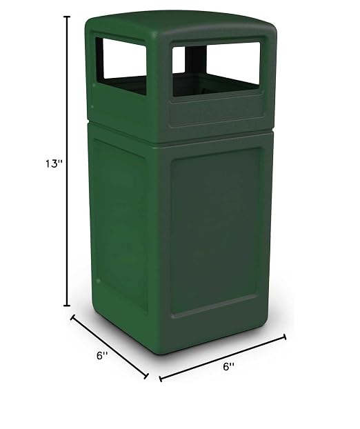 Commercial Zone-73295399 PolyTec 42 Gallon Square Waste Container with Dome Lid Color: Green - Image 4
