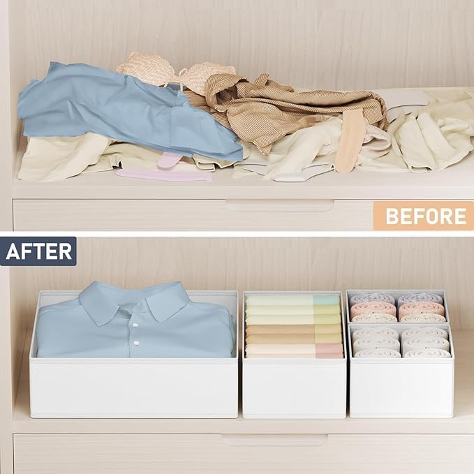 DIMJ Drawer Organizer Clothes 20 Pack - Foldable Baby Organizers and Storage & Dresser Organizer for Bedroom, Closet - Nursery Organization Dresser Dividers for underwear, Sock,Bra, Belt, Tie, White - Image 5