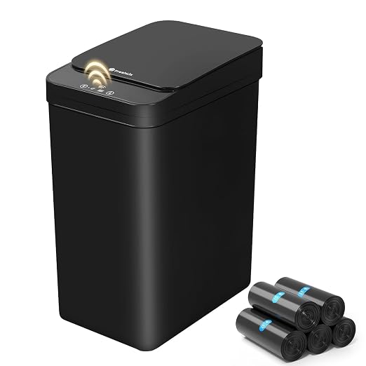 FRESHLIX Bathroom Automatic Trash Can, 4 Gallon Touchless Motion Sensor Small Garbage Can with Lid Smart Electric Narrow Waterproof Garbage Bin for Bedroom Office, Black by FocusOnDailynecessities
