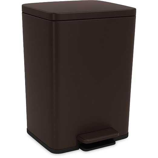 Simpli-Magic 50 Liter / 13.2 Gallon Soft-Close, Smudge Resistant Trash Can with Foot Pedal and Built in Filter- Brown by Simpli-Magic