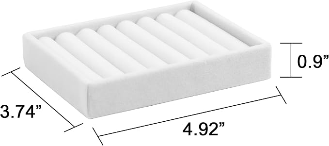 Frebeauty Stackable Jewelry Trays,Small Jewelry Organizer for Drawer,7 Slots Velvet Ring Organizer for Women,4.92 x 3.74 x 0.9 Inches(Set 2,White) - Image 3