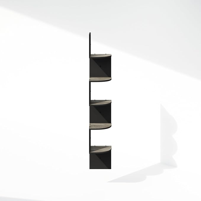 Furinno Rossi 5-Tier Floating Corner Shelf for Wall, Corner Zigzag Shelf Wall Mounted, Radial Wall Mount Shelves, for Home Office, Living Room, Bedroom, Bathroom, French Oak - Image 6