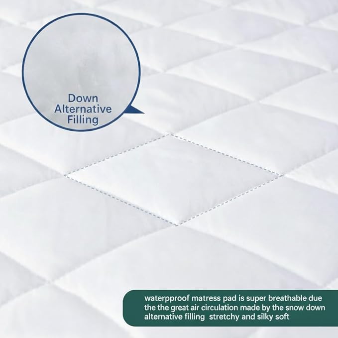 Quilted Cot Size Cotton Top Camp Mattress Pad, 30" X 75" X 10"