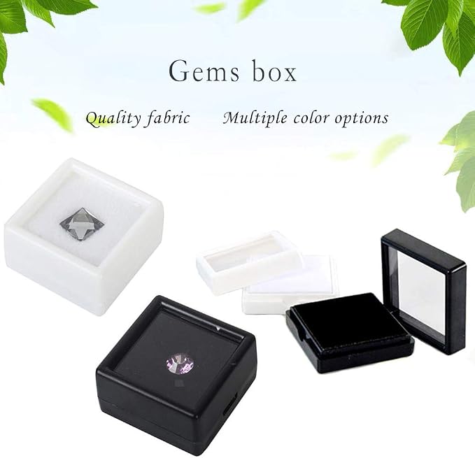 BENECREAT 12PCS Gemstone Display Box - 2" x 0.8" White Jewelry Box with Clear Lid for Gems, Rings, Earrings, Craft Storage - Image 5